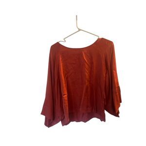 Nation LTD Mareen Satin Boxy Flowy Blouse in Red Size Medium